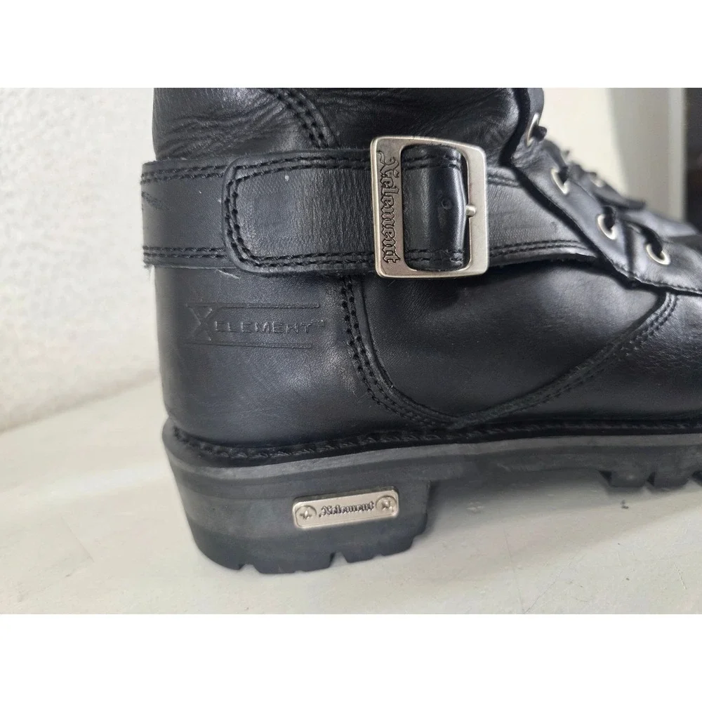 Xelement X19409 Fury Mens 9.5 Black Leather Motorcycle Biker Boots Lace Side Zip